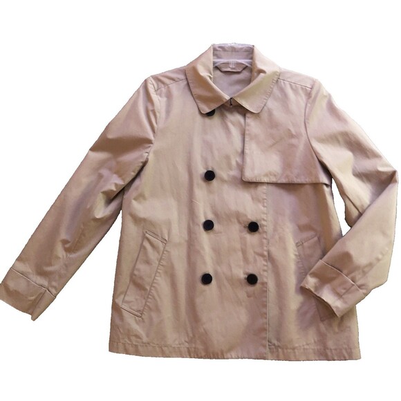 Everlane Swing Trench Coat Womens L Classic Khaki Cropped Double Breasted Jacket - Picture 2 of 14
